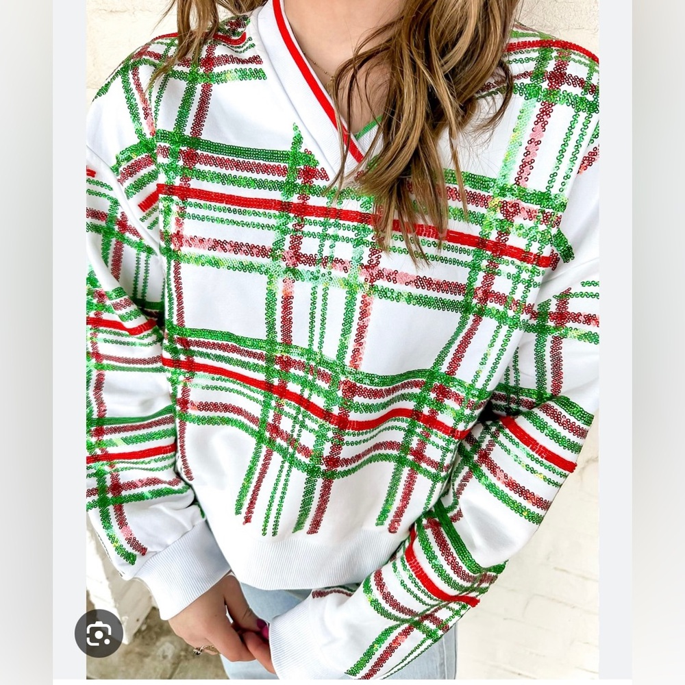 Queen Of Sparkles Plaid Sweater
